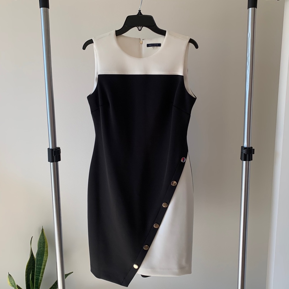 Tommy Hilfiger Scuba Snap Hem Sheath Dress